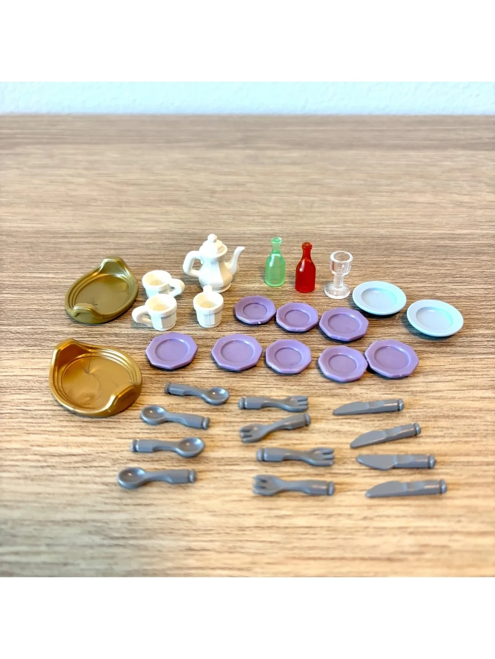 Playmobil Vintage 31 Pc Miniature Kitchen Dining Tea Set Plates Cups Utensils